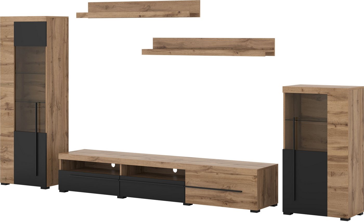 OTTO home Wohnwand Roger,Breite 270 cm moderne Mediawand ohne Beleuchtung, (Set, 5-St), Anbuwand (Set,5-St) viel Stauraum, Vitrinen mit Glastür – Bild 2 von 5