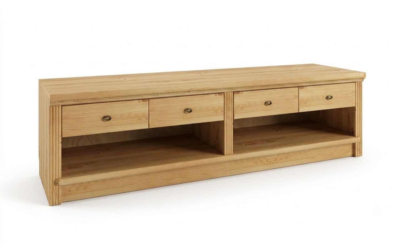 OTTO home Wohnwand Soeren, 1 Standregal, 1 Wandregal, 1 TV-Lowboard, 1 Bücherregal, (Set, 4-St), aus massiver Kiefer, mit dekorativer Fräsung – Bild 4 von 5
