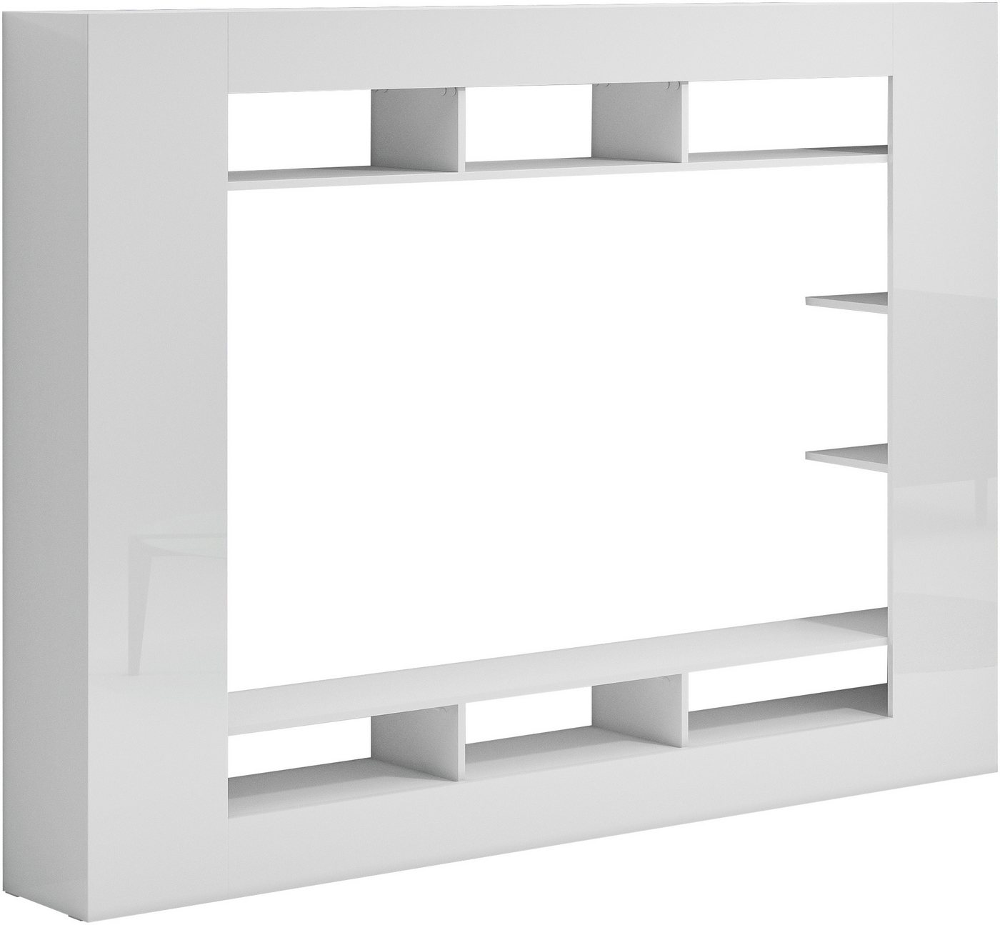 OTTO home Wohnwand SPEED, TV-Wand, Hochglanz lackiert,ideal für TV-Geräte bis zu 65 Zoll, (1-St), Made in Italy, B/T/H: 216×30,4×158,6 cm, mit ca. 12 offenen Fä – Bild 2 von 5