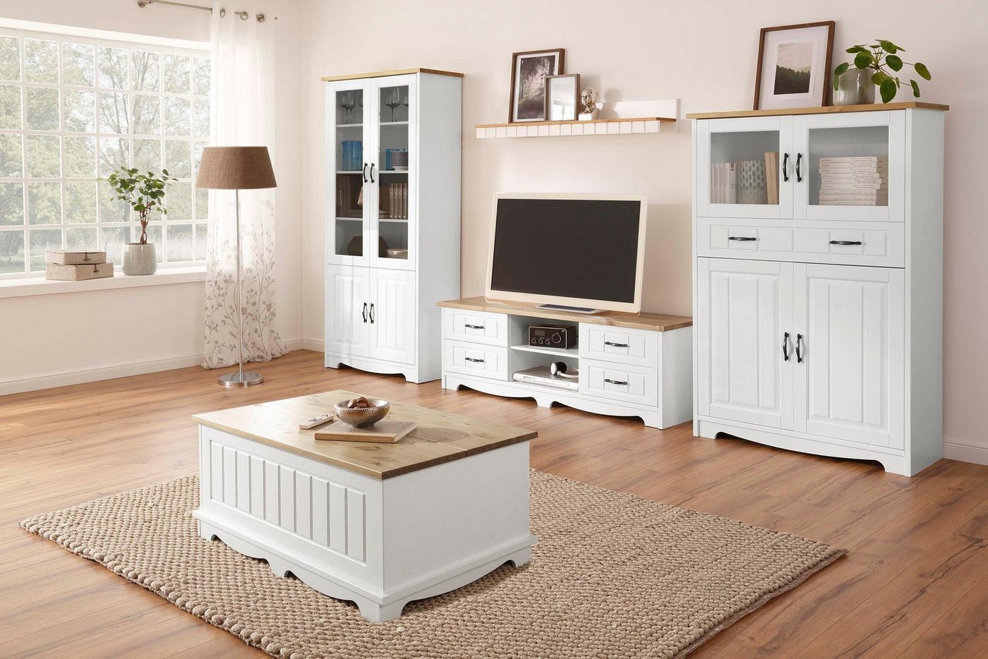 OTTO home Wohnwand Trinidad, (Set, 4-St), Set aus 1 Vitrine, 1 Lowboard, 1 Highboard, 1 Wandboard – Bild 2 von 5