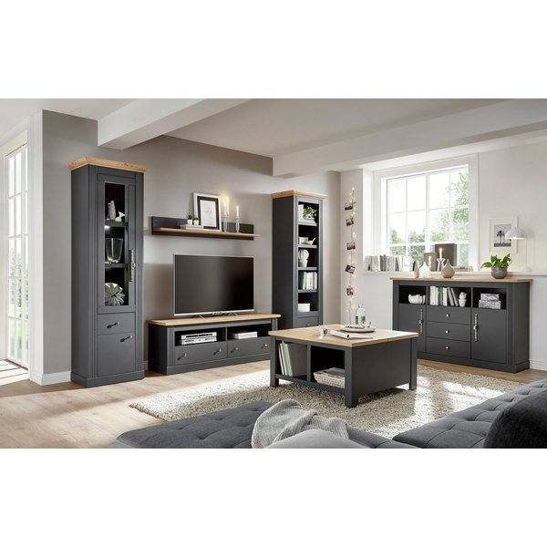 OTTO home Wohnwand Westminster, Anbauwand im Landhausstil, Komplettset, Wohnzimmer-Set, (Set, 4-St), enthält Regal, Vitrine, Lowboard und Wandregal, in 2 Farben