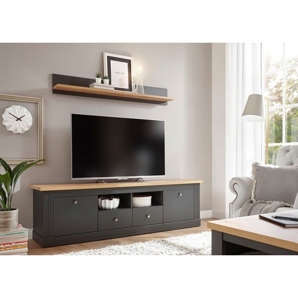OTTO home Wohnwand Westminster, Anbauwand im Landhausstil, Komplettset, Wohnzimmer-Set, (Set, 2-St), Set besteht aus 1 Lowboard und 1 Wandregal