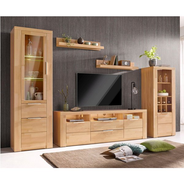 OTTO home Wohnwand Zara, (Set, 5-St), teilmassives Holz