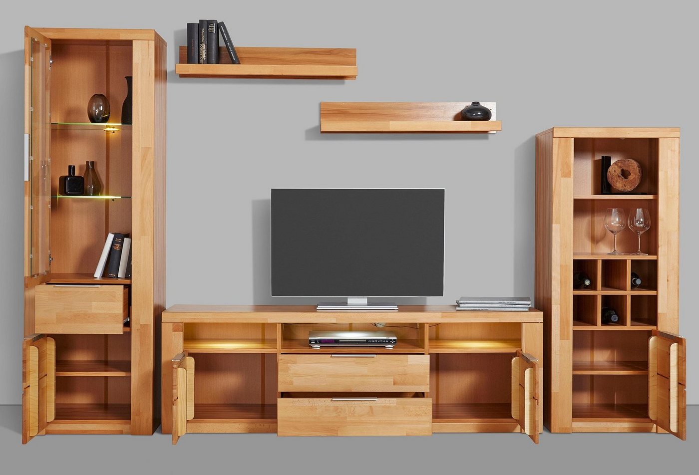 OTTO home Wohnwand Zara, (Set, 5-St), teilmassives Holz – Bild 4 von 5