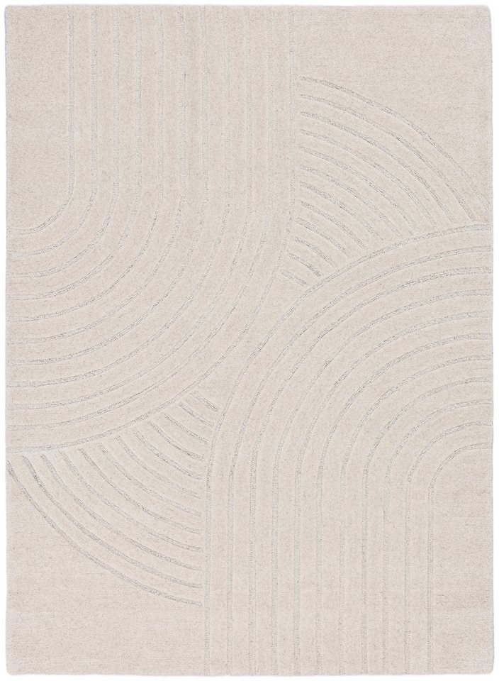 OTTO home Wollteppich Gabbo Design, Handgefertigt, Teppich, reine Wolle, rechteckig, Höhe: 14 mm, Hoch-Tief-Effekt, reine Wolle, Scandi-Look, Naturfaser – Bild 2 von 5