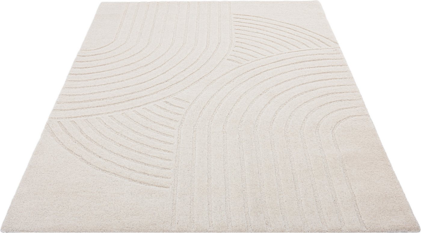 OTTO home Wollteppich Gabbo Design, Handgefertigt, Teppich, reine Wolle, rechteckig, Höhe: 14 mm, Hoch-Tief-Effekt, reine Wolle, Scandi-Look, Naturfaser – Bild 5 von 5