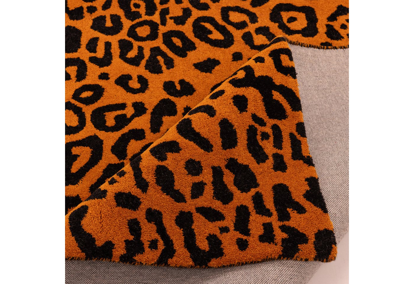 OTTO home Wollteppich Gabbo Leo, Leopardenmuster, handgearbeitet, rechteckig, Höhe: 14 mm, reine Wolle, Uni, Wohnzimmer, Schlafzimmer, Esszimmer – Bild 5 von 5