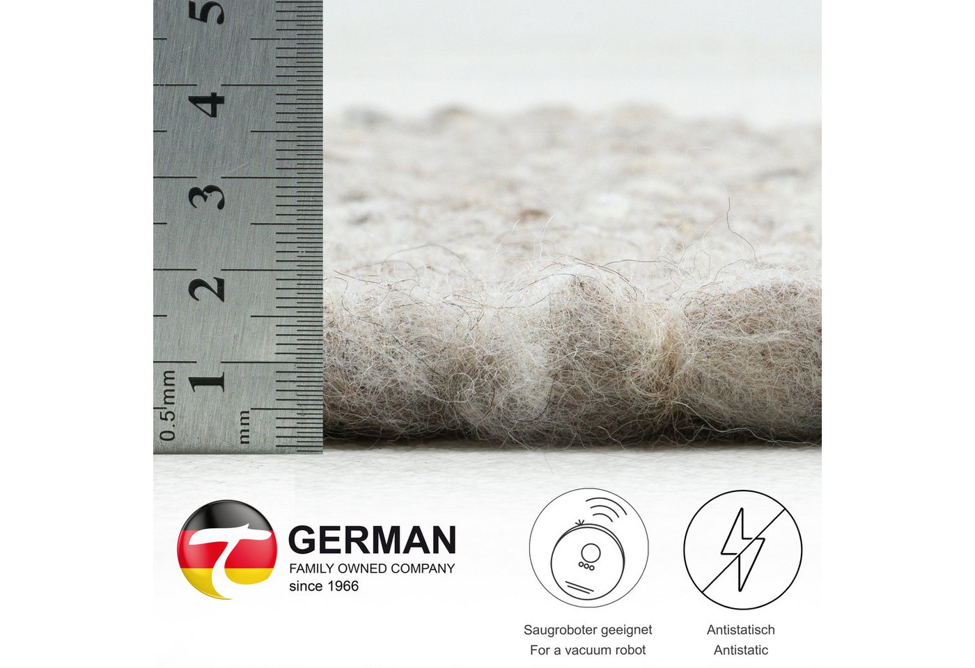 OTTO home Wollteppich Greith, Handwebteppich, rechteckig, Höhe: 12 mm, reine Wolle, meliert, handgewebt, Wendeteppich, Scandi, Wohnzimmer – Bild 4 von 5