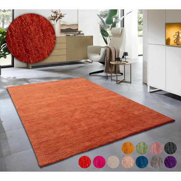 OTTO home Wollteppich Karchau, Handwebteppich, rechteckig, Höhe: 13 mm, reine Wolle, meliert, handgewebt, brilliante Farben