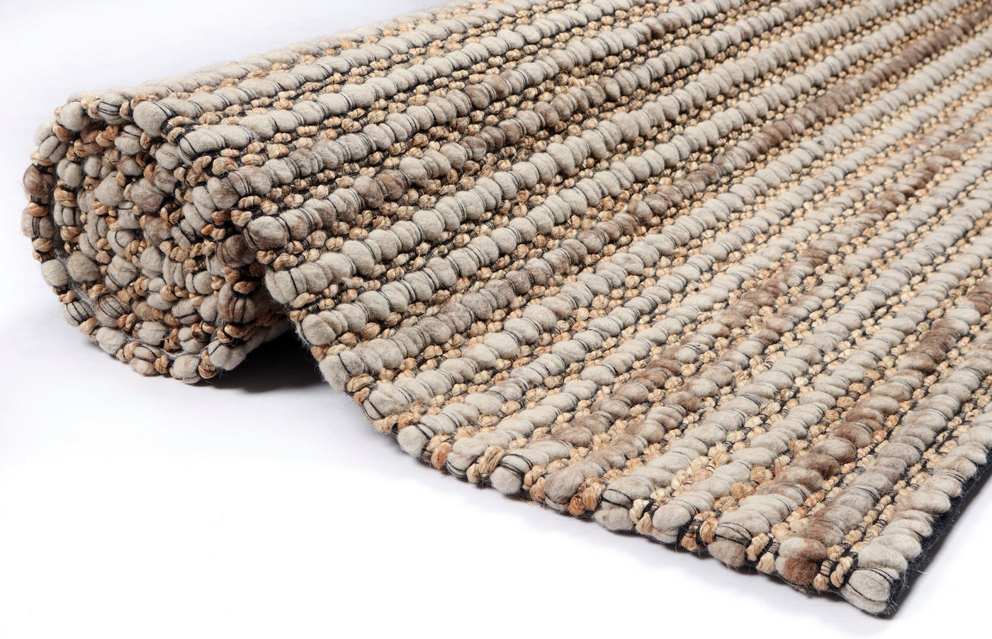 OTTO home Wollteppich Leevy, Wolle und Jute, handgewebt, Handweb Teppiche, rechteckig, Höhe: 25 mm, schöne Streifenoptik, Wohnzimmer, Schlafzimmer, Esszimmer – Bild 4 von 5