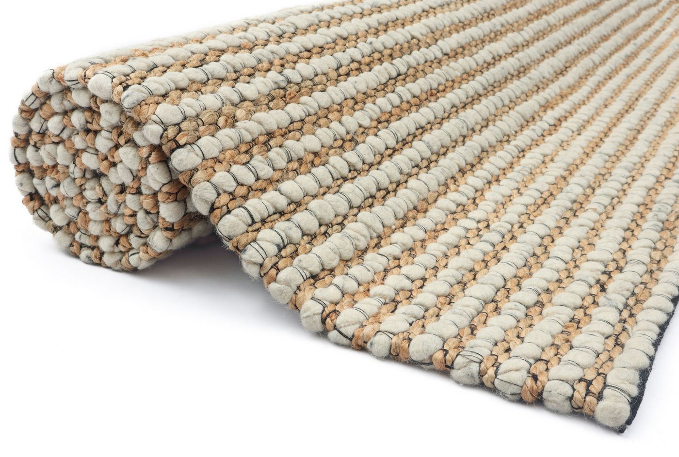 OTTO home Wollteppich Leevy, Wolle und Jute, handgewebt, Handweb Teppiche, rechteckig, Höhe: 25 mm, schöne Streifenoptik, Wohnzimmer, Schlafzimmer, Esszimmer – Bild 5 von 5