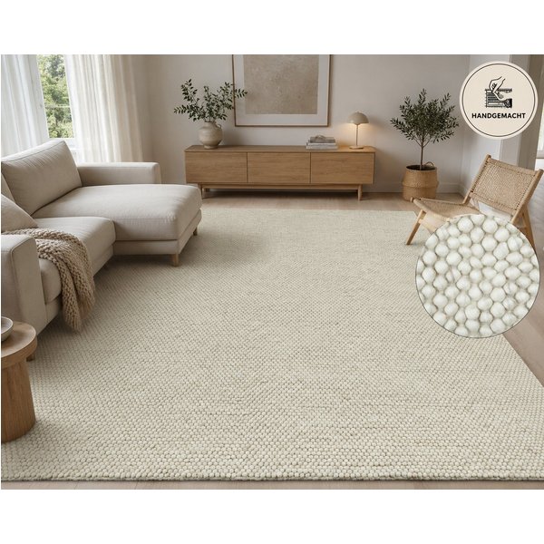 OTTO home Wollteppich Wolly, Wolle, in Standard und Premium Qualität, rechteckig, Höhe: 14 mm, handgewebt, Handweb Teppiche, Skandi, Wohnzimmer, Schlafzimmer