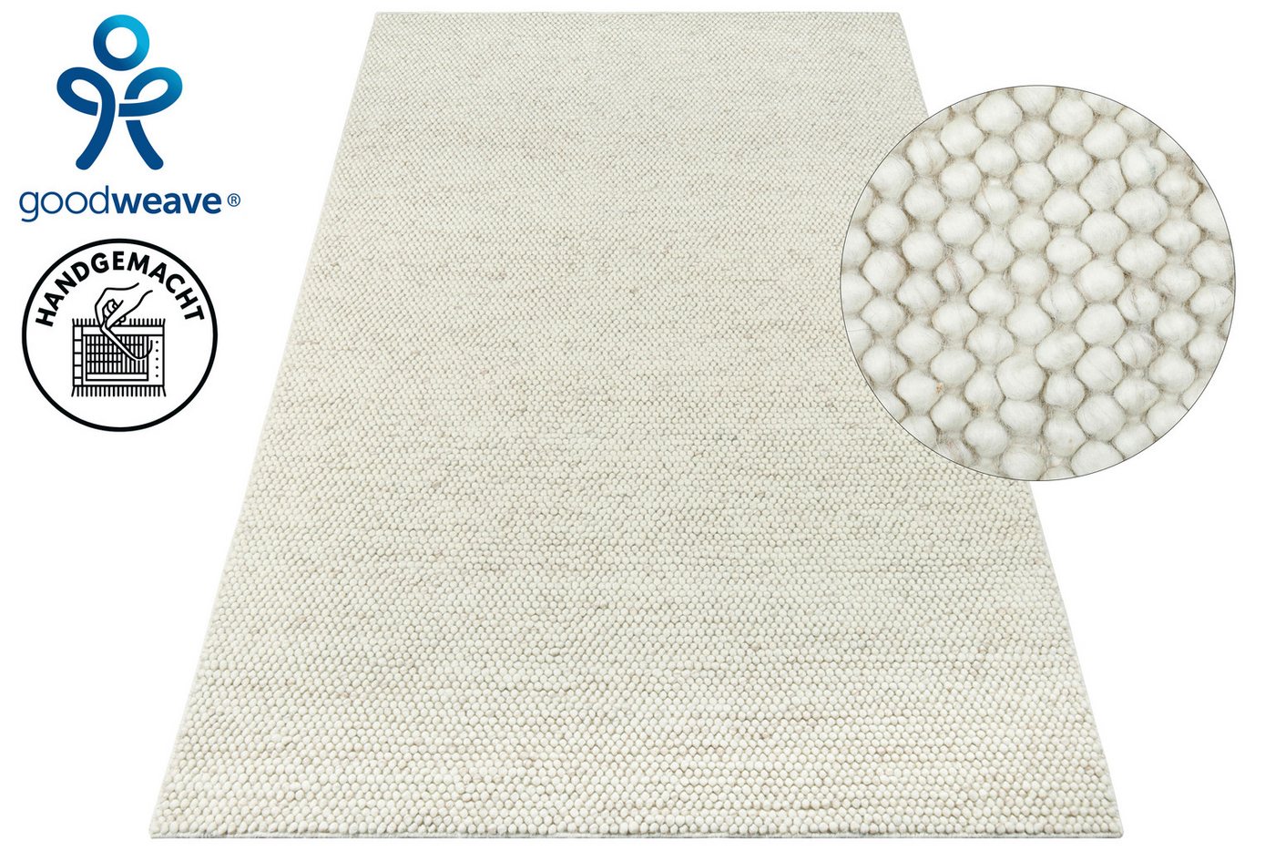OTTO home Wollteppich Wolly, Wolle, in Standard und Premium Qualität, rechteckig, Höhe: 14 mm, handgewebt, Handweb Teppiche, Skandi, Wohnzimmer, Schlafzimmer – Bild 2 von 5