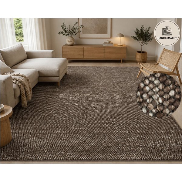 OTTO home Wollteppich Wolly, Wolle, in Standard und Premium Qualität, rechteckig, Höhe: 14 mm, handgewebt, Handweb Teppiche, Skandi, Wohnzimmer, Schlafzimmer