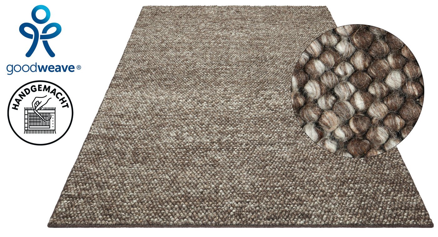 OTTO home Wollteppich Wolly, Wolle, in Standard und Premium Qualität, rechteckig, Höhe: 14 mm, handgewebt, Handweb Teppiche, Skandi, Wohnzimmer, Schlafzimmer – Bild 2 von 5
