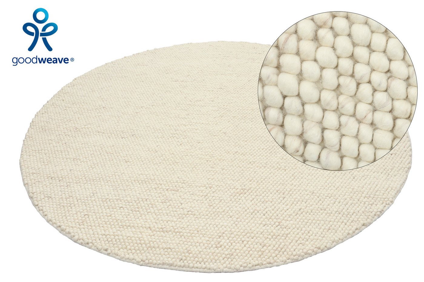 OTTO home Wollteppich Wolly, Wolle, in Standard und Premium Qualität, rund, Höhe: 14 mm, handgewebt, Handweb Teppiche, Skandi, Wohnzimmer, Schlafzimmer – Bild 3 von 5