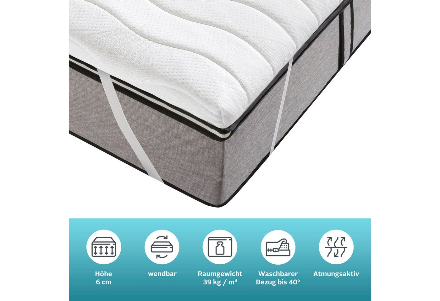 OTTO home, Topper Tornby Topper 90x200 cm,180x200 cm, in 4 Härtegraden, Tencel™ Bezug, 6 cm hoch, Komfortschaum, Matratze & Boxspringbett, Hausstauballergiker g – Bild 3 von 5