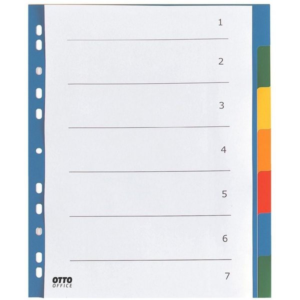 Otto Office Aktenordner Register blanko, DIN A4 überbreit, 7-tlg., Kunststoff