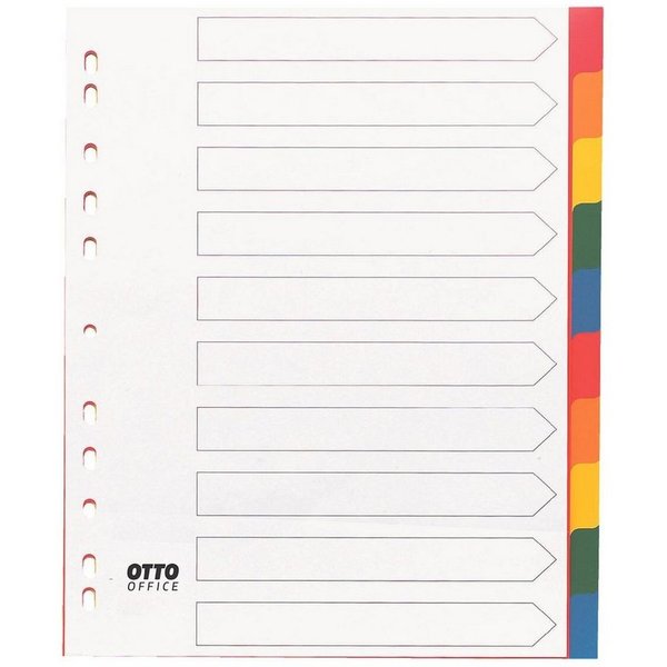 Otto Office Aktenordner Register blanko, DIN A4 überbreit, 10-tlg., Kunststoff