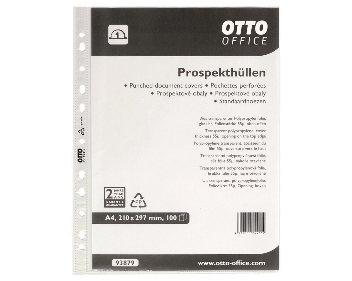 Otto Office Budget Prospekthülle, 100 Stück, Format A4, glasklar, Öffnung oben, gelocht – Bild 2 von 2
