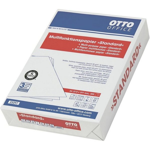 Otto Office Druckerpapier Standard, Format DIN A4, 80 g/m², 161 CIE, 500 Blatt