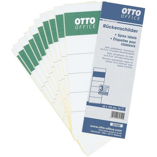 Otto Office Etiketten, für Ordner, 10 Stück, 62x192 mm, selbstklebend