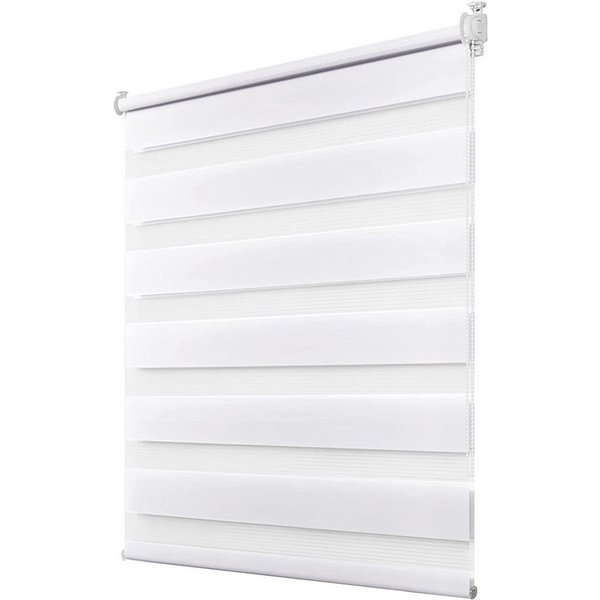 Doppelrollo Fensterrollo lichtdurchlässig, Weiß Rollo verdunkelnd, Klämmträger, OUBO, Ohne Bohren & Mit Bohren, freihängend, Klemmfix, Weiß