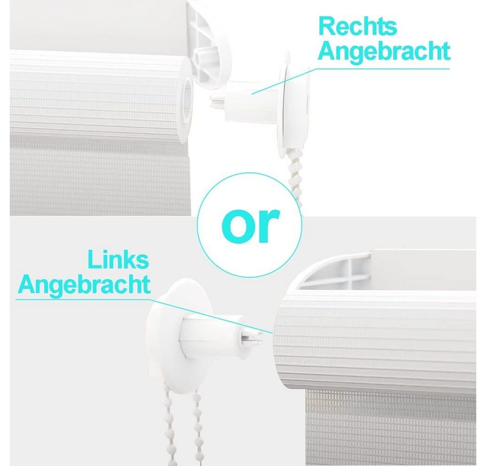 Doppelrollo Fensterrollo lichtdurchlässig, Weiß Rollo verdunkelnd, Klämmträger, OUBO, Ohne Bohren & Mit Bohren, freihängend, Klemmfix, Weiß – Bild 5 von 5