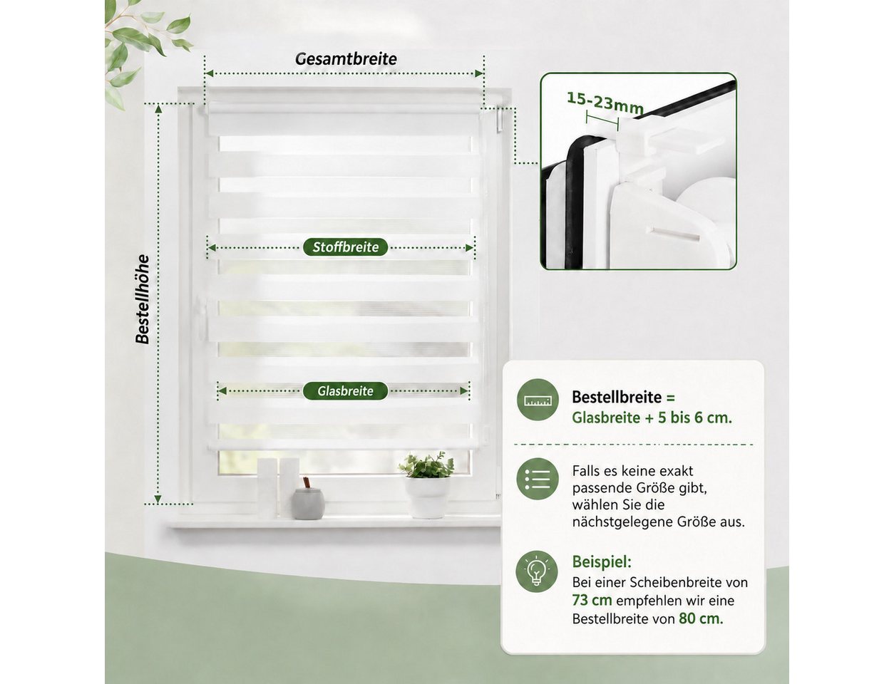 Doppelrollo ohne Bohren, Weiß-Beige-Braun/Weiß-Grau-Anthrazit, OUBO, Lichtdurchlässig Rollo für Fenster & Tür, Klemmfix, Klemmträger, Lichtschutz schnelle und e – Bild 4 von 5