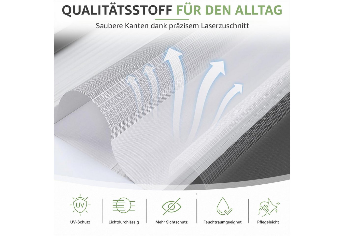 Doppelrollo Ohne Bohren, Weiß/Beige/Anthrazit, OUBO, freihängend, verspannt, Klemmfix, Klemmträger, Lichtschutz schnelle und einfache Montage mit beiliegendem – Bild 4 von 5