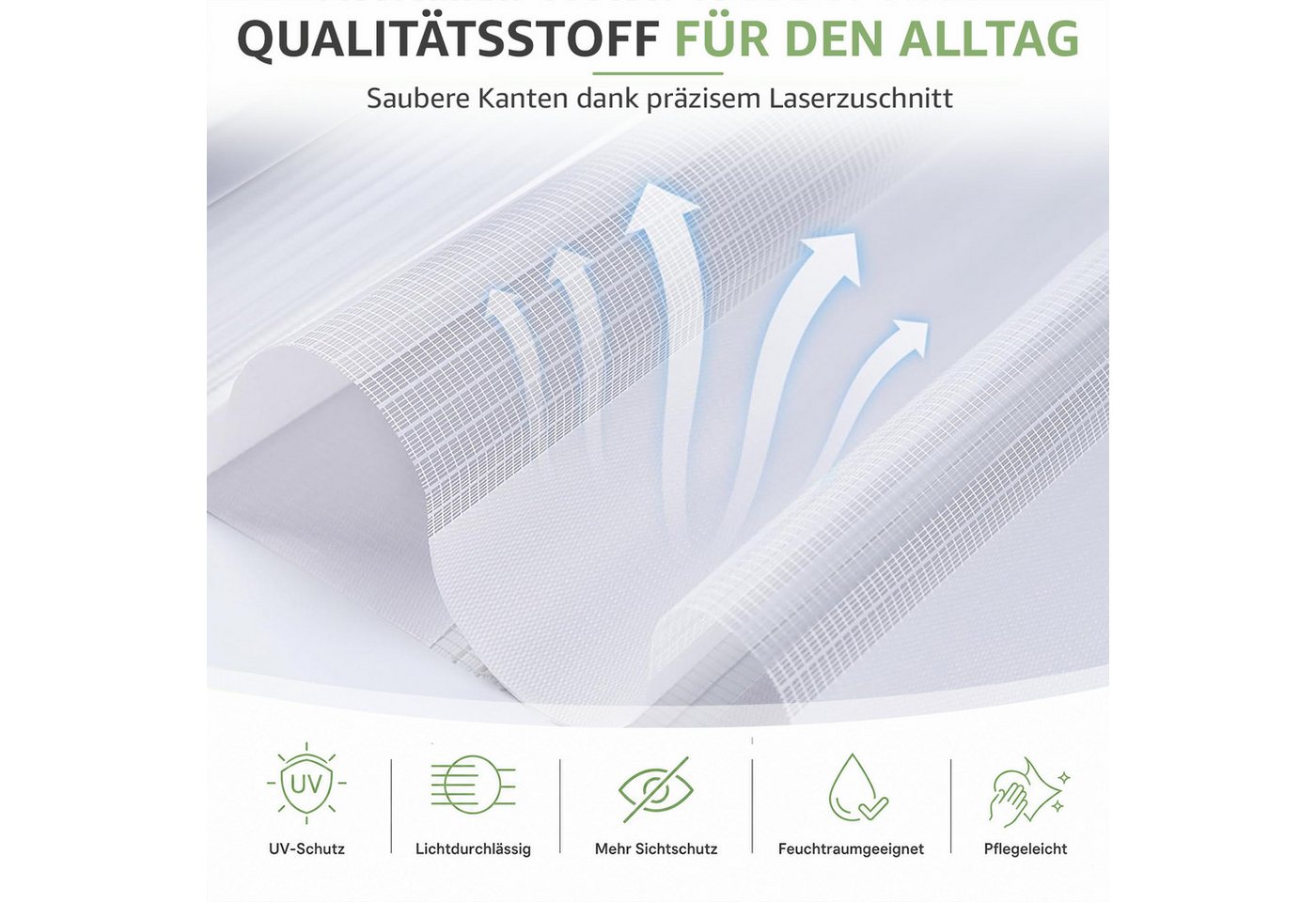 Doppelrollo Ohne Bohren, Weiß/Beige/Anthrazit, OUBO, freihängend, verspannt, Klemmfix, Klemmträger, Lichtschutz schnelle und einfache Montage mit beiliegendem – Bild 4 von 5