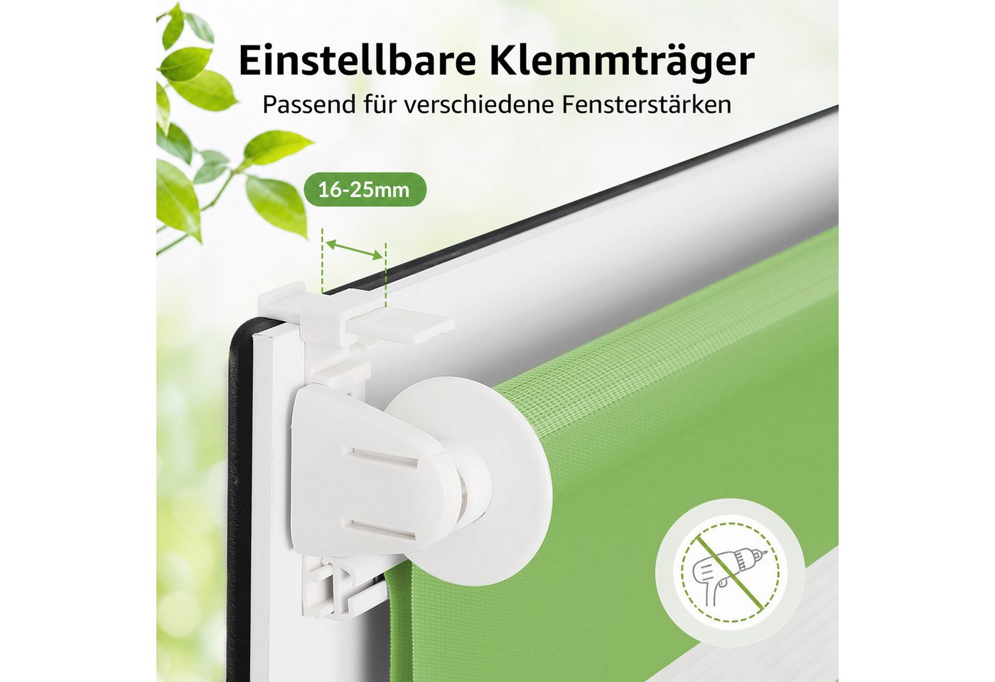Doppelrollo Ohne Bohren, Weiß/Beige/Anthrazit, OUBO, freihängend, verspannt, Klemmfix, Klemmträger, Lichtschutz schnelle und einfache Montage mit beiliegendem – Bild 2 von 5