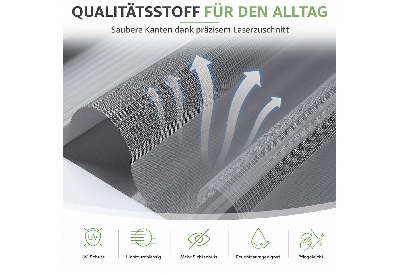 Doppelrollo Ohne Bohren, Weiß/Beige/Anthrazit, OUBO, freihängend, verspannt, Klemmfix, Klemmträger, Lichtschutz schnelle und einfache Montage mit beiliegendem – Bild 4 von 5