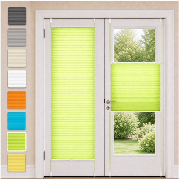OUBO Plissee ohne Bohren Klemmfix, lichtdurchlässig Rollo, Lichtschutz, Easyfix, Klemmfix, mit Klemmträger, Sichtschutz und Sonnenschutz für Fenster & Tür