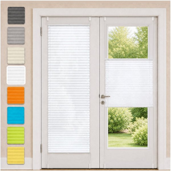 OUBO Plissee ohne Bohren Klemmfix, lichtdurchlässig Rollo, Lichtschutz, Easyfix, Klemmfix, mit Klemmträger, Sichtschutz und Sonnenschutz für Fenster & Tür