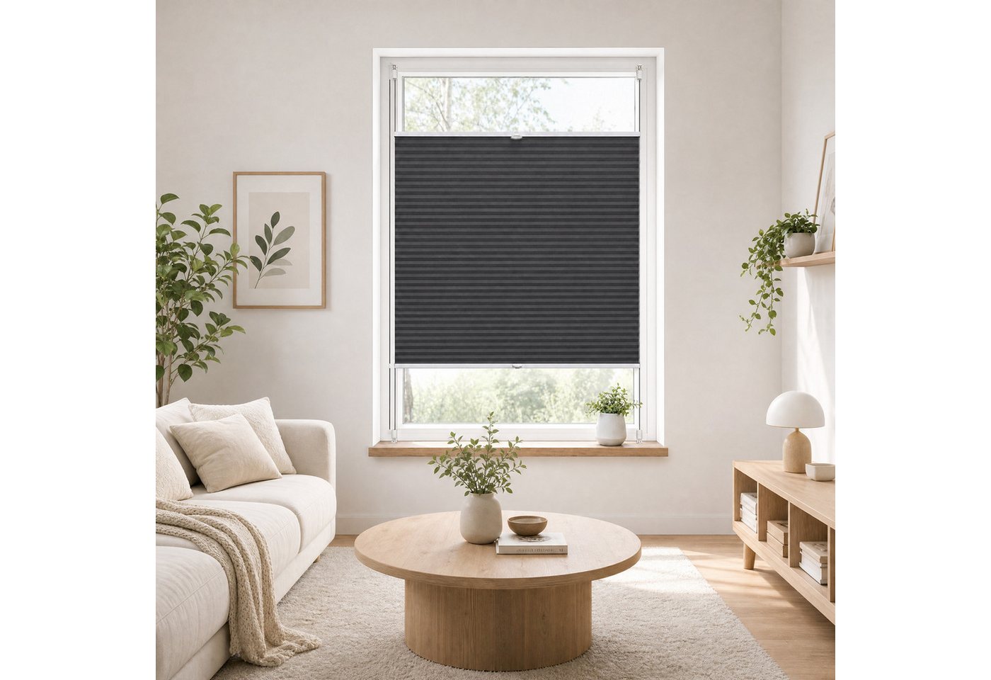 OUBO Plissee ohne Bohren Klemmfix, Sichtschutz und Sonnenschutz, Klemmträger, Lichtdurchlässig Rollo für Fenster & Tür, Klemmfix, mitgelieferten, verstellbaren  – Bild 5 von 5