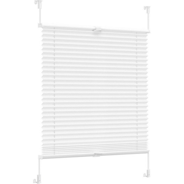 OUBO Plissee Ohne Bohren klemmfix Weiß, Klemmträger, Easyfix Faltrollo mit Klemmträger, Klemmfix ohne Bohren, Lichtschutz,einfache Montage
