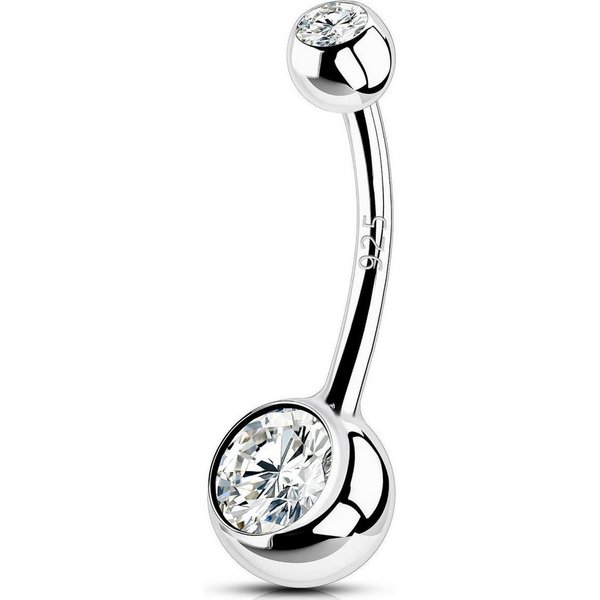 OUFER Bauchnabelpiercing 14G Bauchnabelpiercing Echt Silber 925 10/12/14/16 mm CZ Kugeln Belly