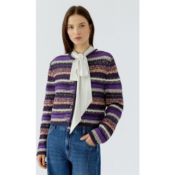 Oui Strickjacke Schmal geschnitten Rundhals