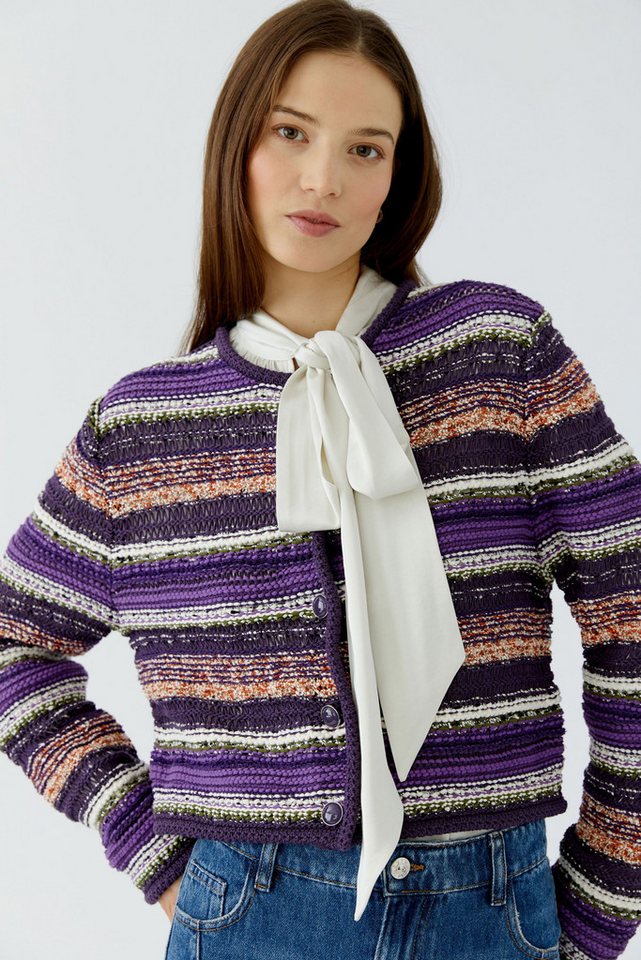 Oui Strickjacke Schmal geschnitten Rundhals – Bild 5 von 5