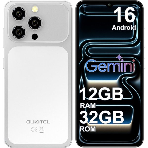 OUKITEL C17 12GB RAM + 32GB ROM/1TB TF, 4G Smartphone (16,56 cm/6.52 Zoll, 32 GB Speicherplatz, 13 MP Kamera, 6.52" HD+ Display, 5000mAh, Android 16, 4G-Dual-SI
