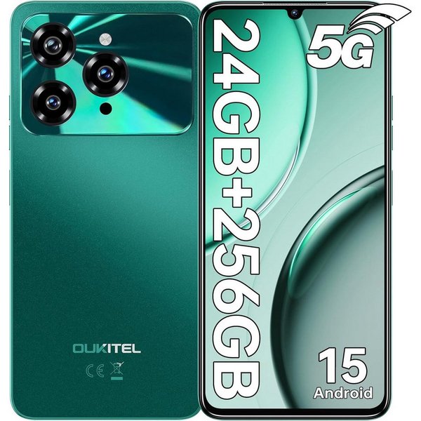 OUKITEL C6 5G, 6,8‘’, Android 15 Smartphone (17,27 cm/6.8 Zoll, 256 GB Speicherplatz, 50 MP Kamera, 5150mAh, 24(8+16)GB+256GB /1TB, 6.8" HD+ 90Hz, GPS, 5G Dual 