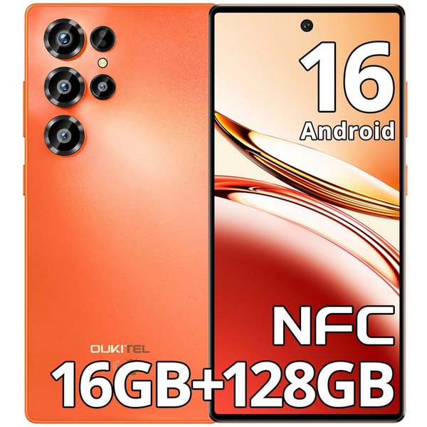 OUKITEL C66 Handy Ohne Vertrag Android 16 Smartphone (17,09 cm/6.73 Zoll, 128 GB Speicherplatz, 64 MP Kamera, 5000mAh, 16(4+12)GB+128GB /1TB, 6.73" HD+ 120Hz, D