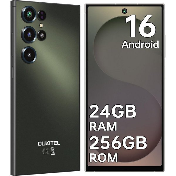 OUKITEL C67 24GB RAM+256GB ROM/TF 1TB, Android 16 Smartphone (17,10 cm/6.73 Zoll, 256 GB Speicherplatz, 64 MP Kamera, 6,73" HD+ 120Hz, 64MP+8MP, 5000mAh, Dual S
