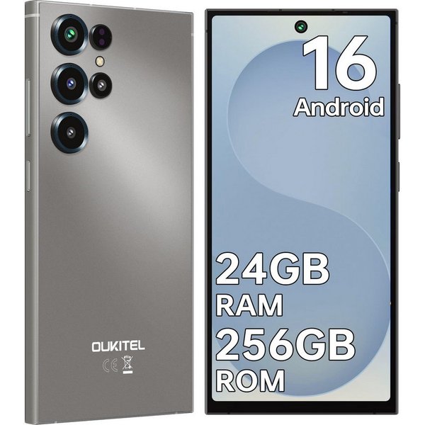OUKITEL C67 24GB RAM+256GB ROM/TF 1TB, Android 16 Smartphone (17,10 cm/6.73 Zoll, 256 GB Speicherplatz, 64 MP Kamera, 6,73" HD+ 120Hz, 64MP+8MP, 5000mAh, Dual S