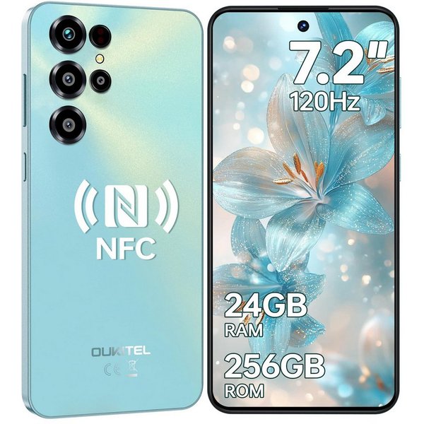 OUKITEL C68 4G Android 15 Smartphone (18,28 cm/7.2 Zoll, 256 GB Speicherplatz, 64 MP Kamera, 7,2" HD+ 120Hz, 64MP+8MP, 6000mAh, Dual SIM 4G, NFC, Face ID)