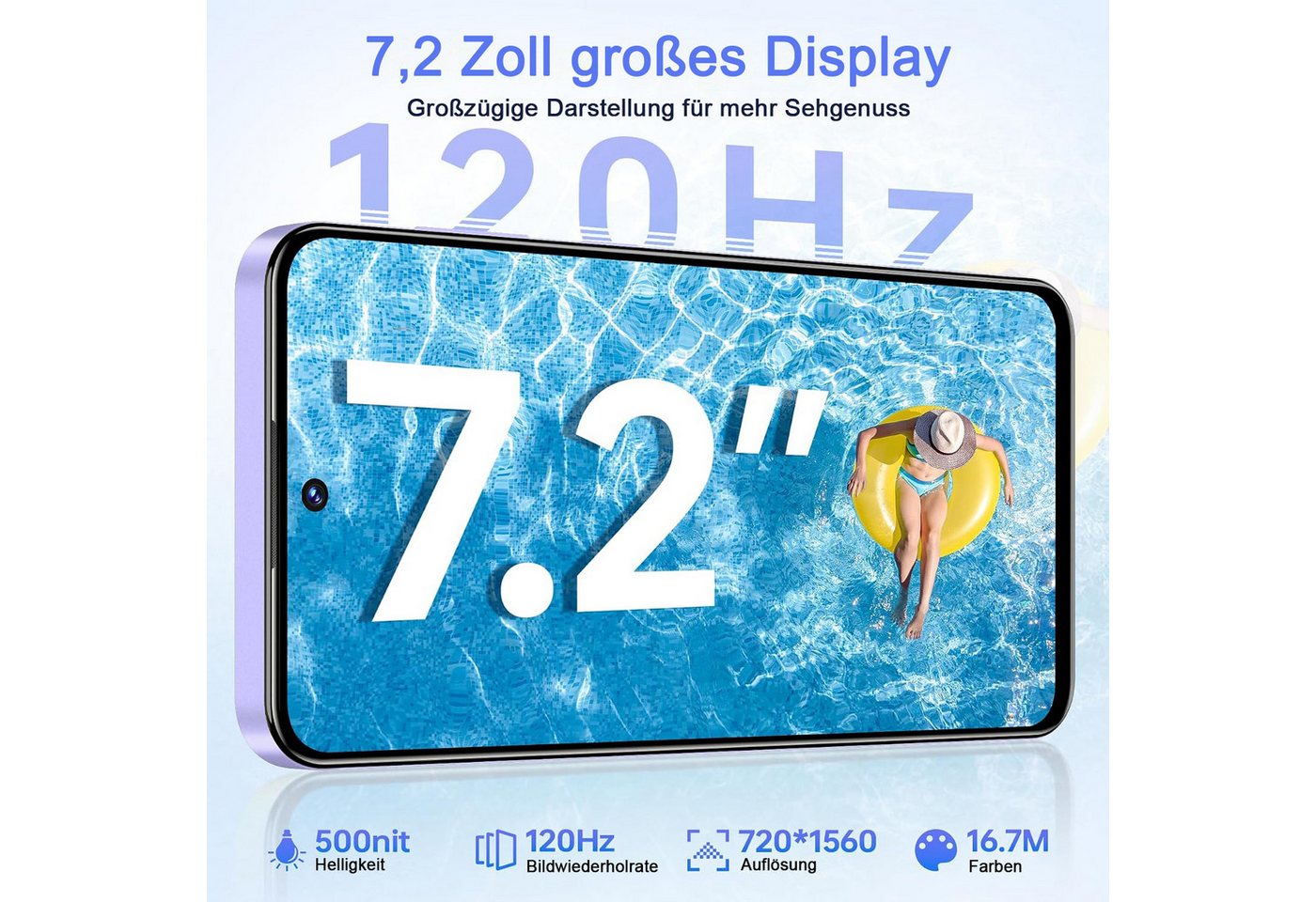OUKITEL C68 4G Android 15 Smartphone (18,28 cm/7.2 Zoll, 512 GB Speicherplatz, 64 MP Kamera, 7,2" HD+ 120Hz, 64MP+8MP, 6000mAh, Dual SIM 4G, NFC, Face ID) – Bild 2 von 5