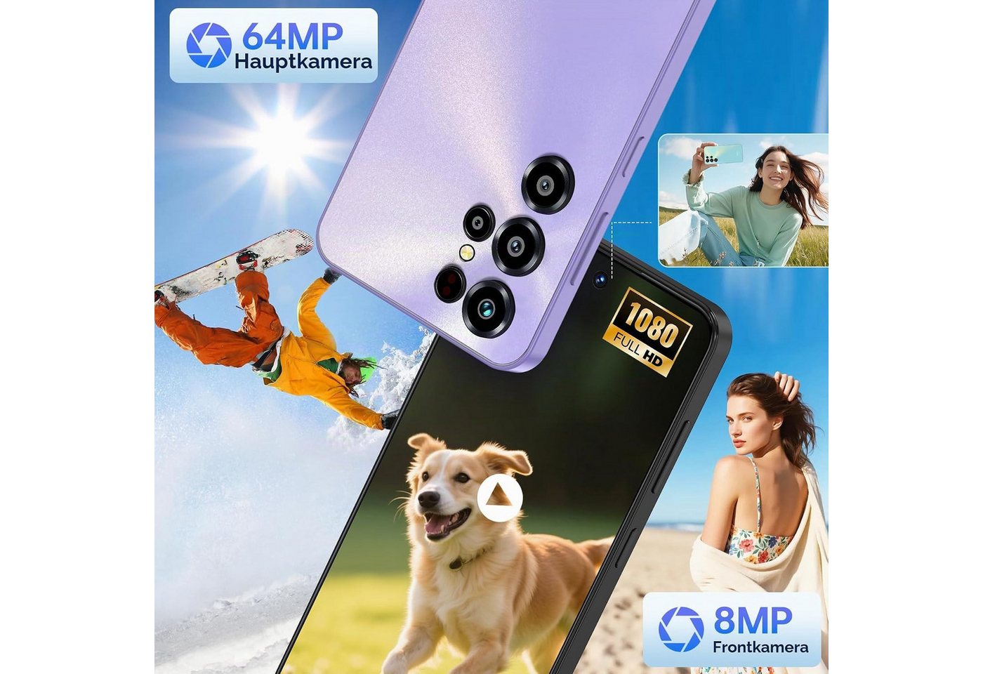 OUKITEL C68 4G Android 15 Smartphone (18,28 cm/7.2 Zoll, 512 GB Speicherplatz, 64 MP Kamera, 7,2" HD+ 120Hz, 64MP+8MP, 6000mAh, Dual SIM 4G, NFC, Face ID) – Bild 5 von 5