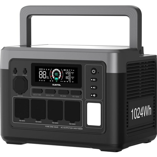 OUKITEL Stromerzeuger Solargenerator 1200W, 1024Wh Tragbarer Powerstation mit Solarpanel, 18 in kW, (Set, 1-tlg., Tragbare Powerstation), LiFePO4-Batterie, für 