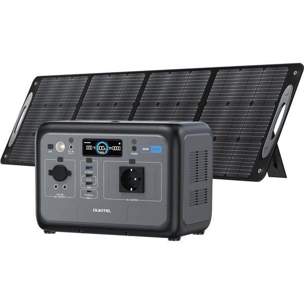 OUKITEL Stromerzeuger Solargenerator 800W, 512Wh Tragbarer Powerstation, 1600 in kW, (Stromversorgung mit Solarpanel Set, 1-tlg., Stromerzeuger), LiFePO4 Batter